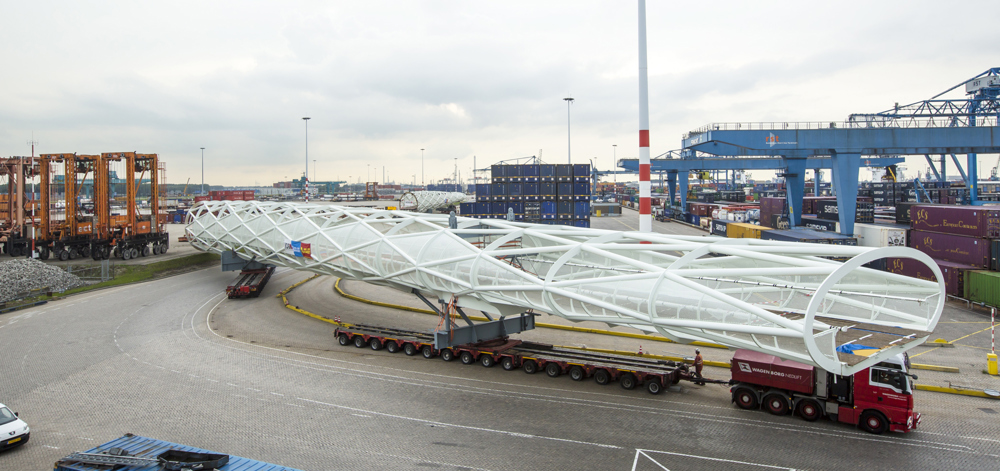 transport brugdeel met conventionele aslijnen